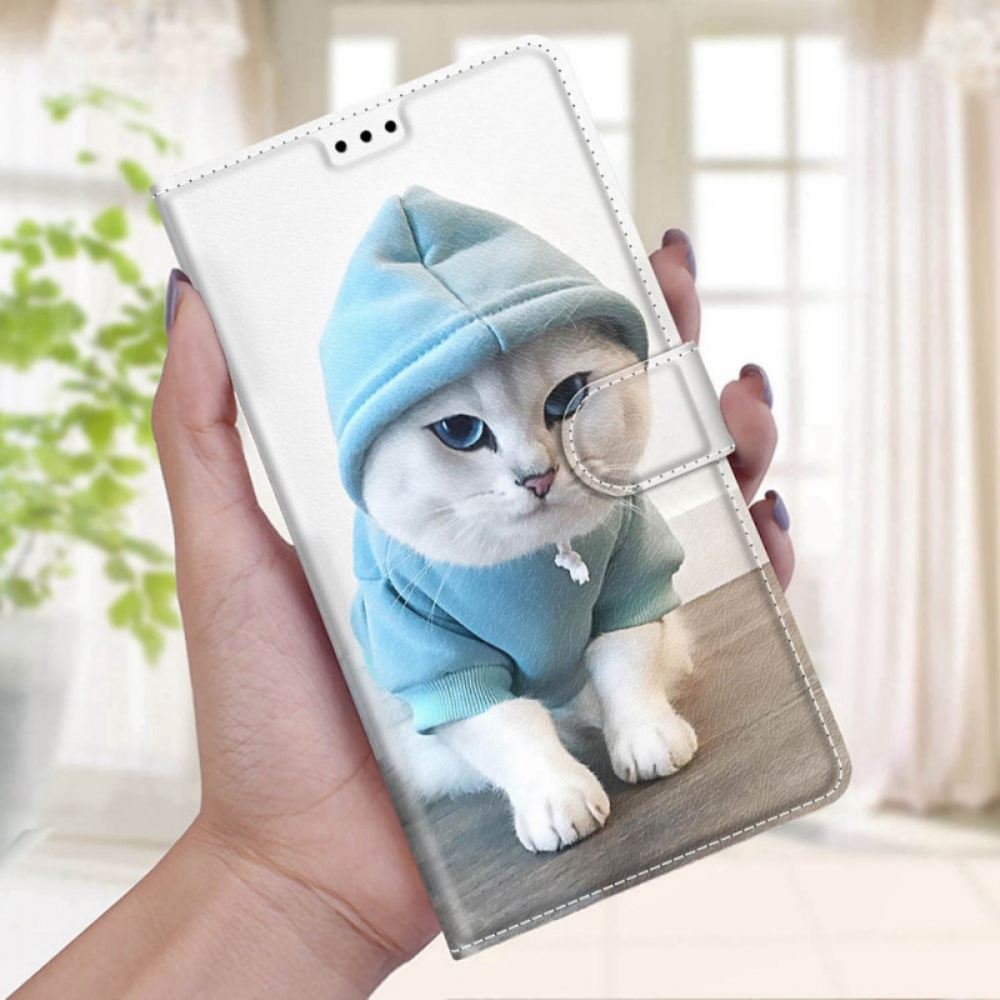 Kožené Pouzdro Na Samsung Galaxy S22 Ultra 5G Na Lana Fanoušek Tanga Koček