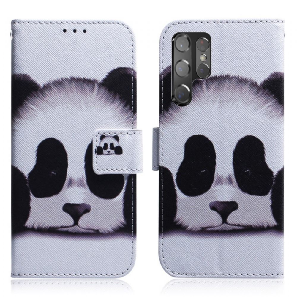 Kožené Pouzdro Na Samsung Galaxy S22 Ultra 5G Panda Tvář