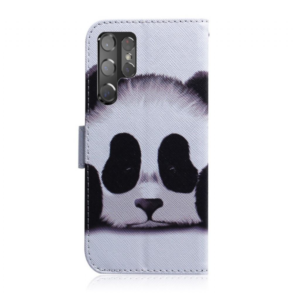 Kožené Pouzdro Na Samsung Galaxy S22 Ultra 5G Panda Tvář