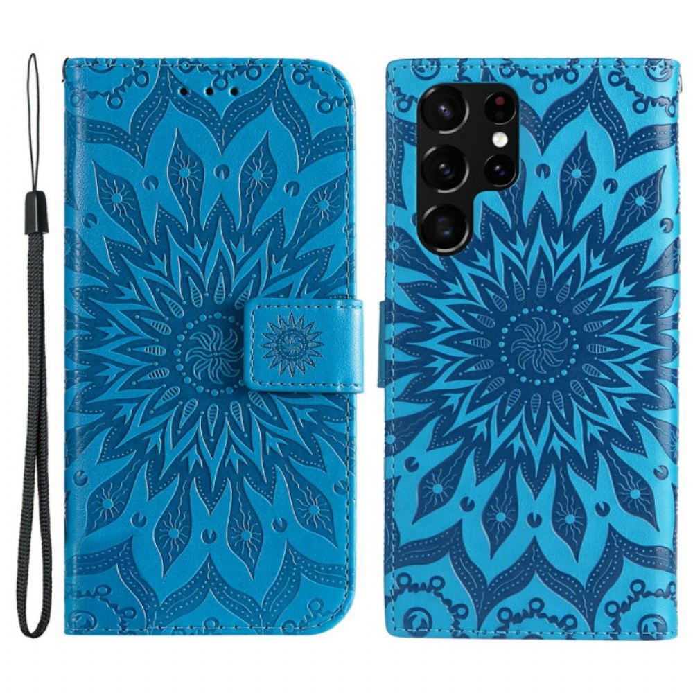 Kožené Pouzdro Na Samsung Galaxy S22 Ultra 5G Slunečnice