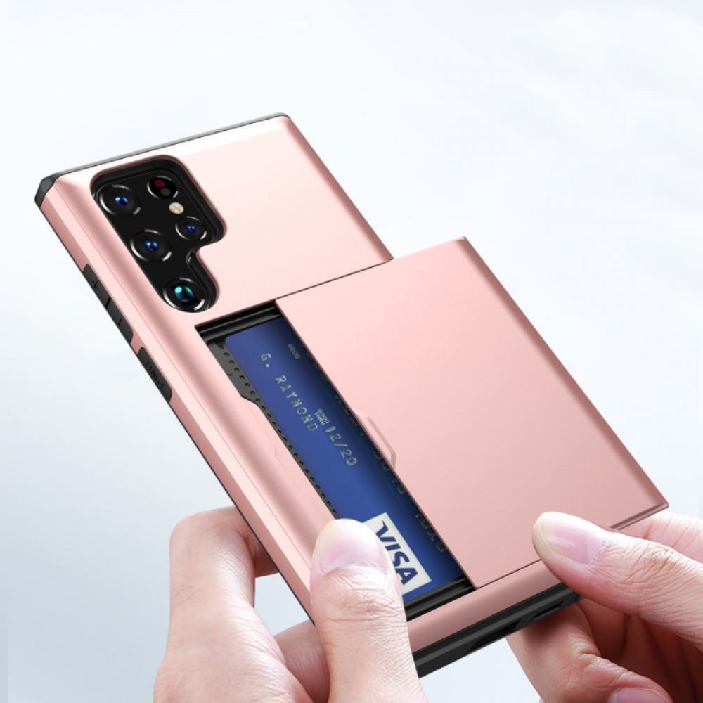 Kryt Na Samsung Galaxy S22 Ultra 5G Držák Karty Na Zip