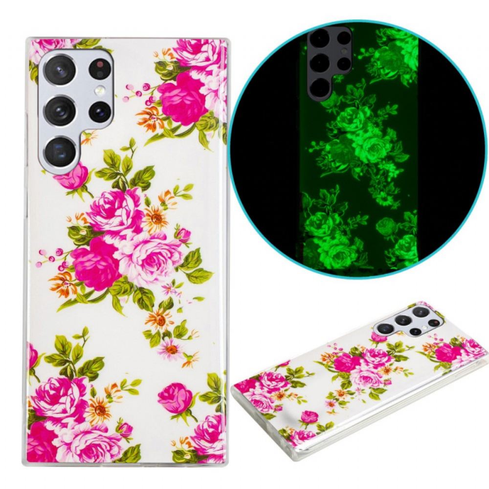 Kryt Na Samsung Galaxy S22 Ultra 5G Fluorescenční Květiny Liberty
