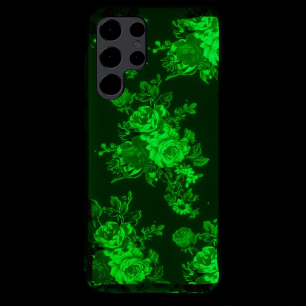 Kryt Na Samsung Galaxy S22 Ultra 5G Fluorescenční Květiny Liberty