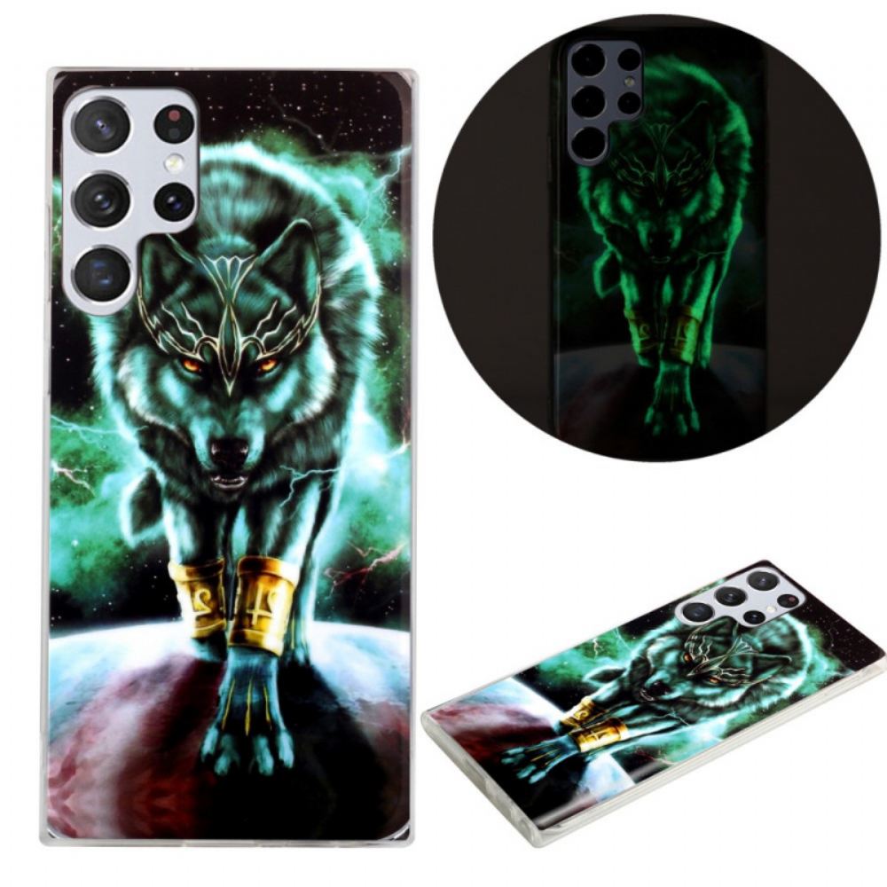Kryt Na Samsung Galaxy S22 Ultra 5G Fluorescenční Vlk
