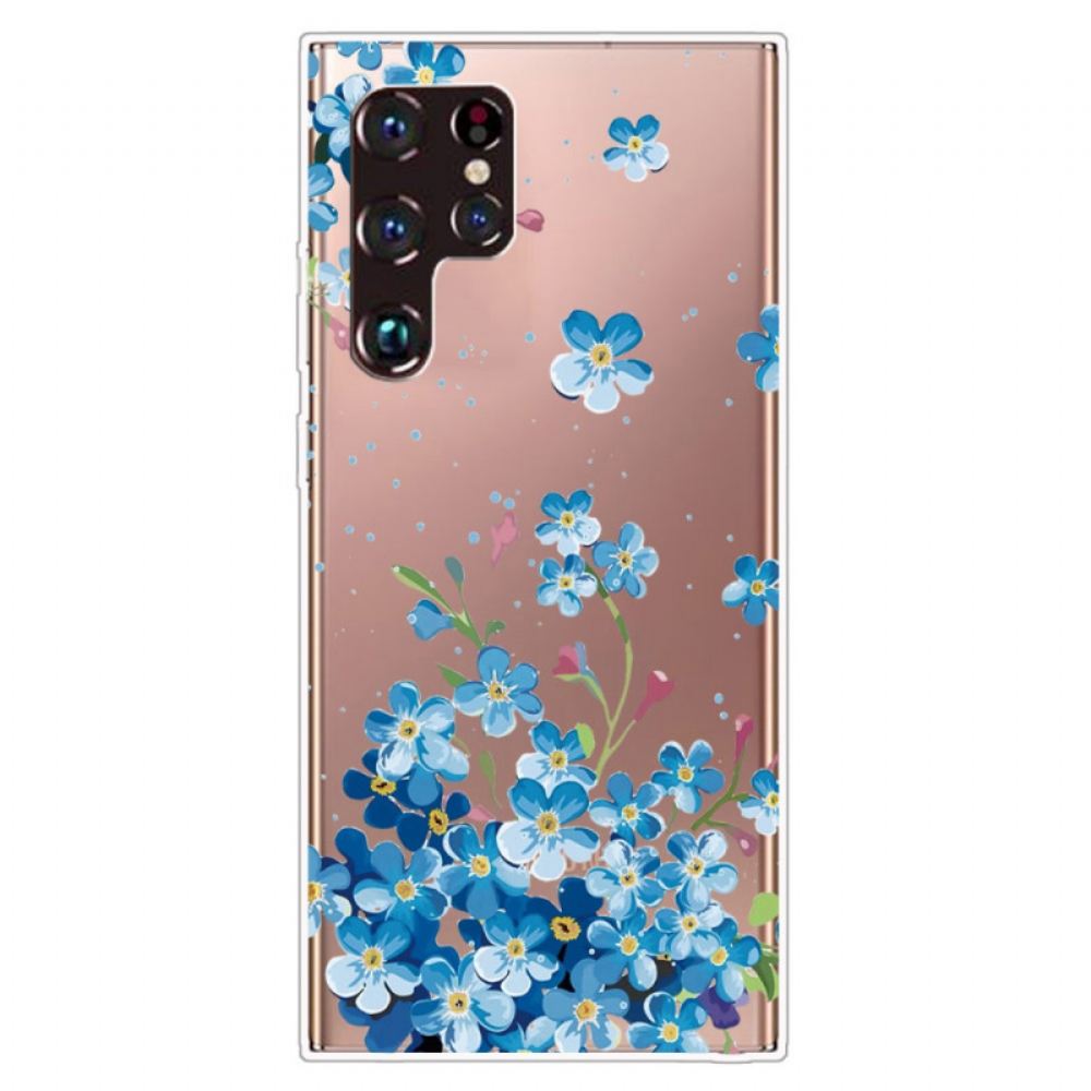 Kryt Na Samsung Galaxy S22 Ultra 5G Modré Květy