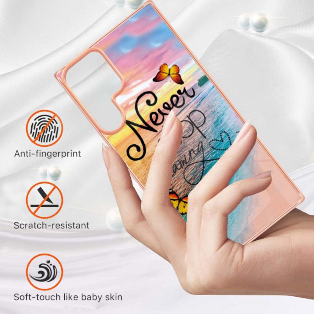 Kryt Na Samsung Galaxy S22 Ultra 5G Nikdy Nepřestávejte Snít O Motýlech