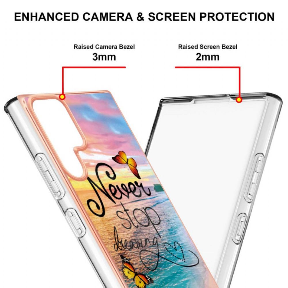 Kryt Na Samsung Galaxy S22 Ultra 5G Nikdy Nepřestávejte Snít O Motýlech