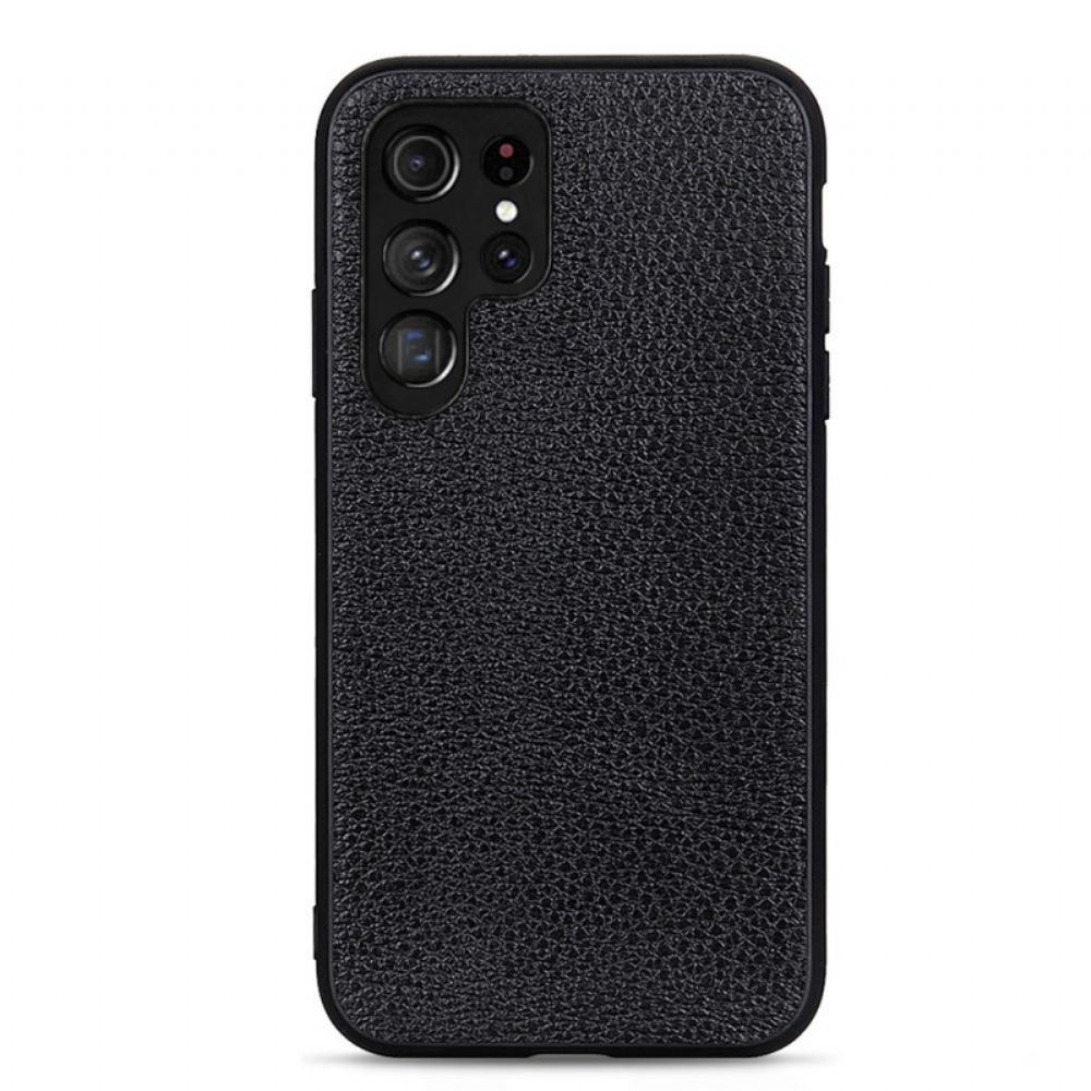 Kryt Na Samsung Galaxy S22 Ultra 5G Pravá Kůže Litchi