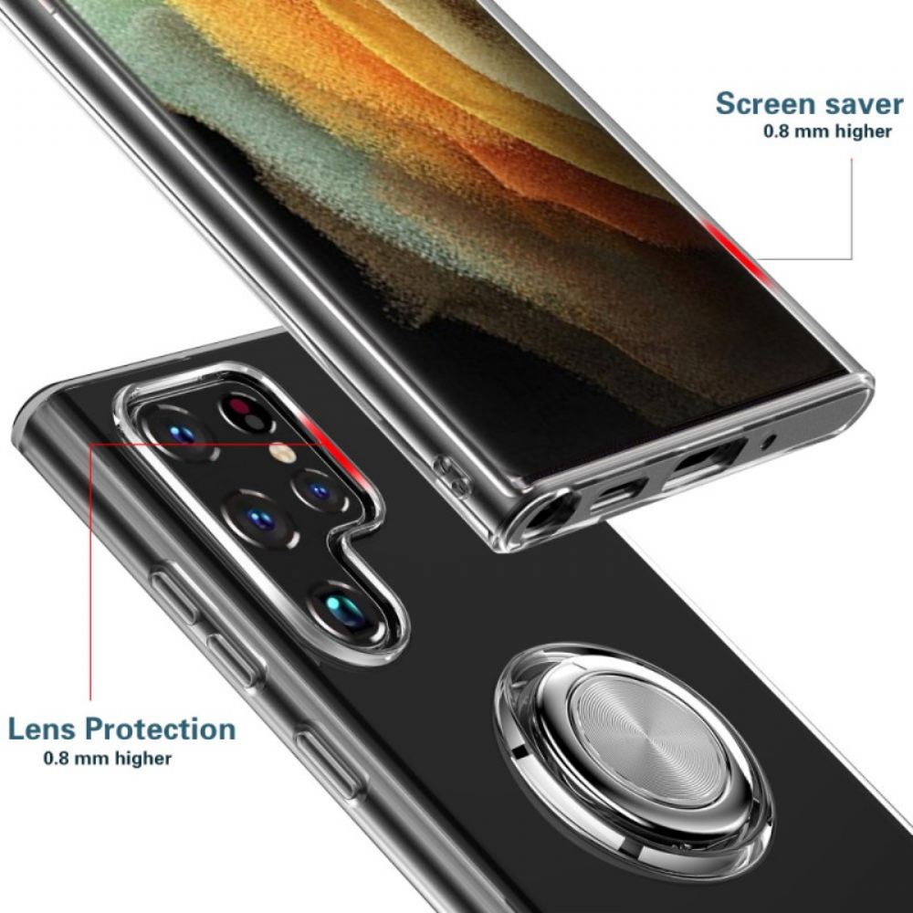 Kryt Na Samsung Galaxy S22 Ultra 5G Transparentní S Podporou Vyzvánění
