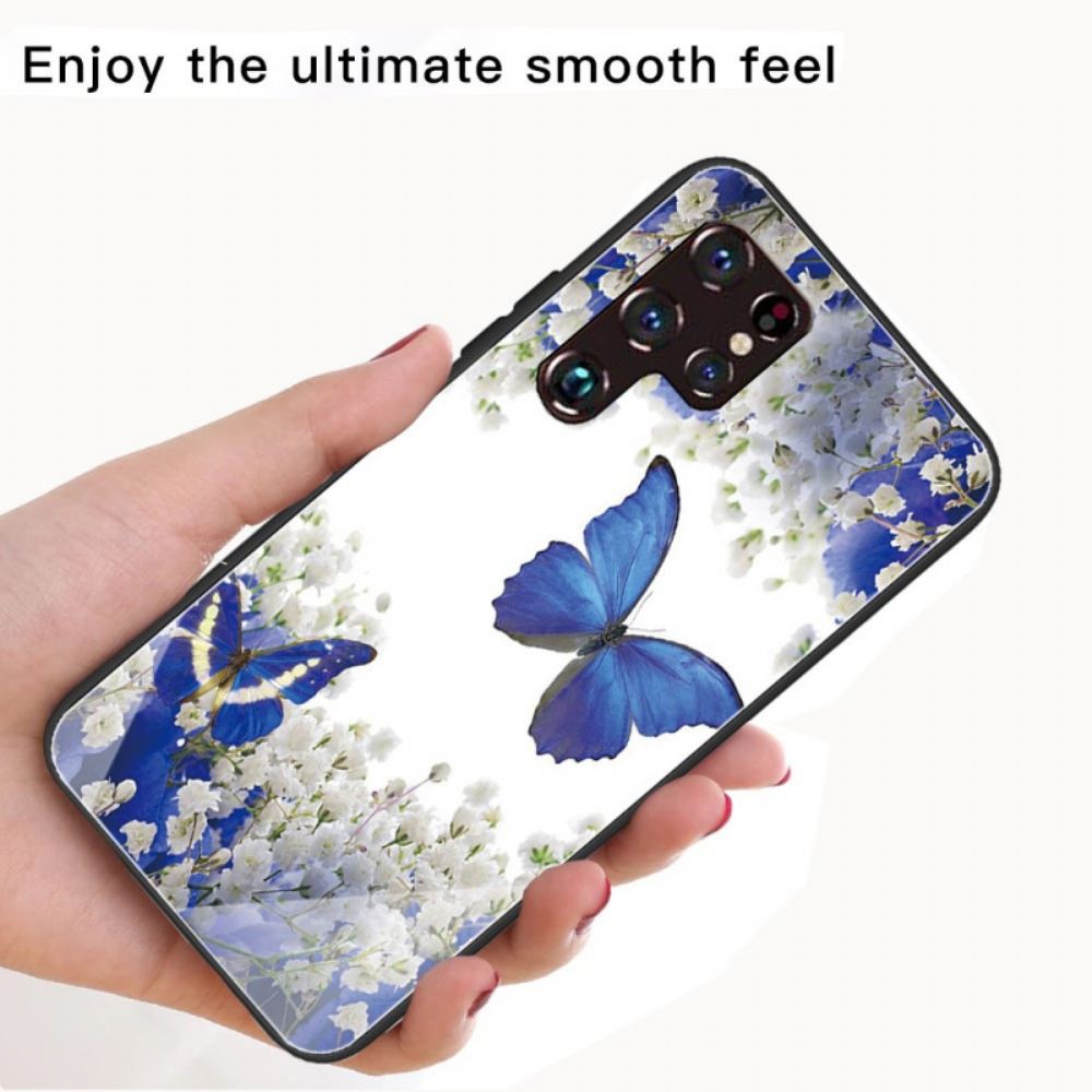 Kryty Na Mobil Na Samsung Galaxy S22 Ultra 5G Design Motýlků Z Tvrzeného Skla