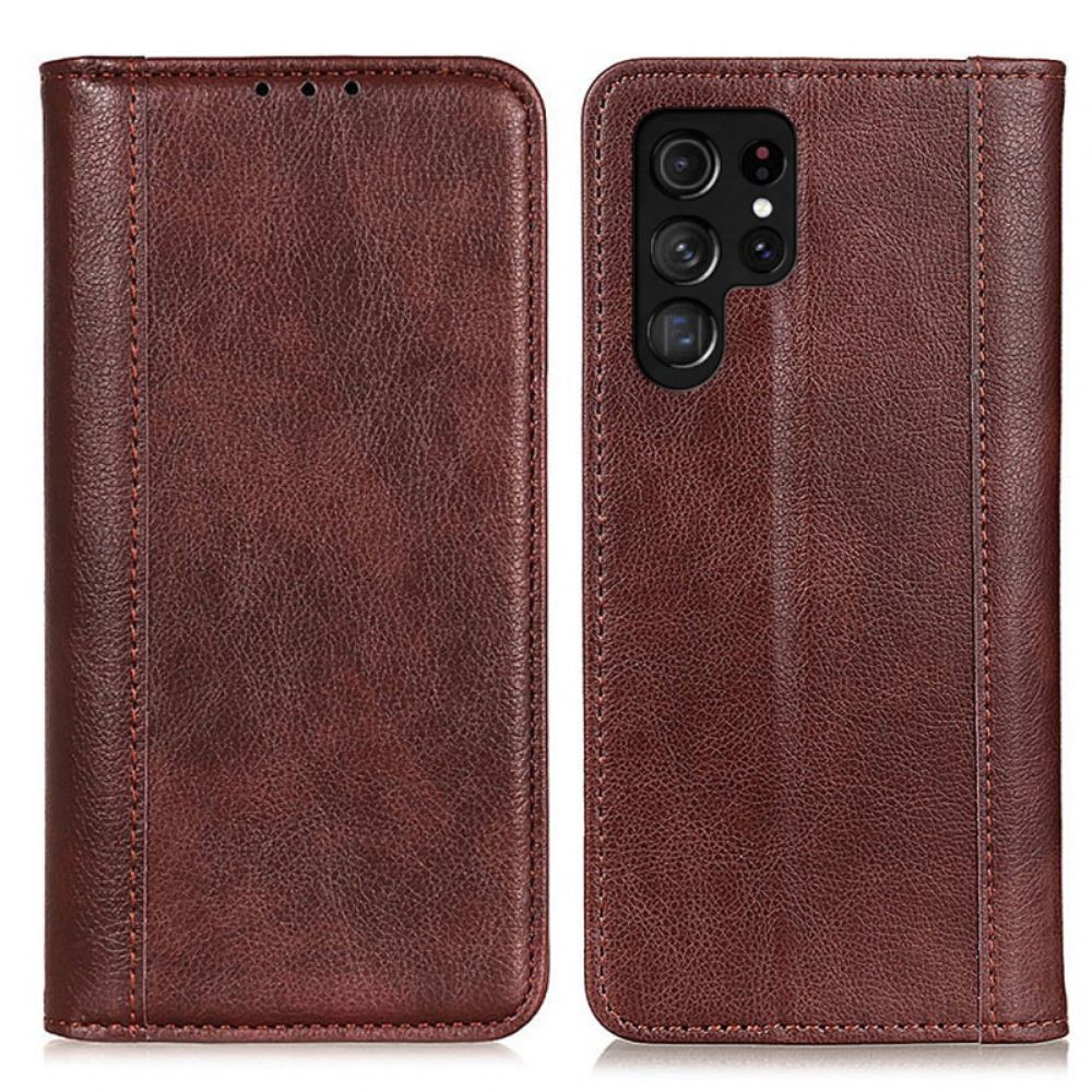 Kryty Na Mobil Na Samsung Galaxy S22 Ultra 5G Flipové Pouzdro Elegance Štípaná Litchi Kůže