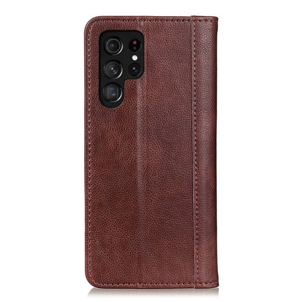Kryty Na Mobil Na Samsung Galaxy S22 Ultra 5G Flipové Pouzdro Elegance Štípaná Litchi Kůže
