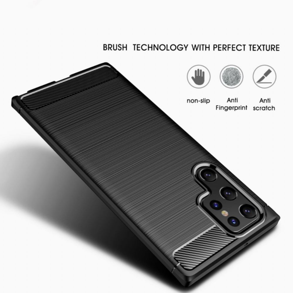 Kryty Na Mobil Na Samsung Galaxy S22 Ultra 5G Kartáčované Uhlíkové Vlákno