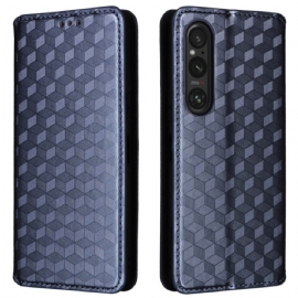 Kožené Pouzdro Folio Na Sony Xperia 1 Vi 3d Diamantový Vzor