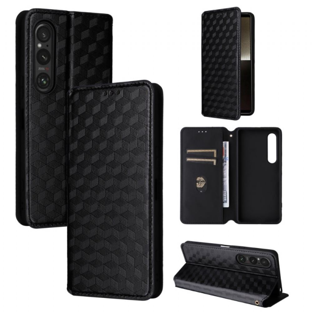 Kožené Pouzdro Folio Na Sony Xperia 1 Vi 3d Diamantový Vzor