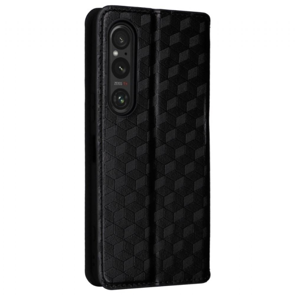 Kožené Pouzdro Folio Na Sony Xperia 1 Vi 3d Diamantový Vzor
