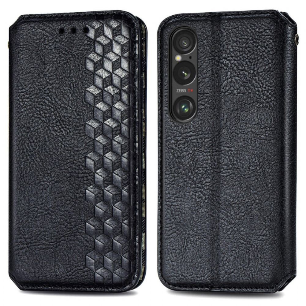 Kožené Pouzdro Folio Sony Xperia 1 Vi Vlys S Semišovým Efektem