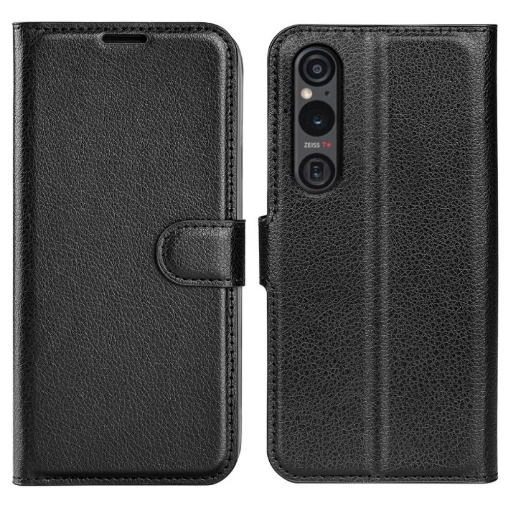Kožený Kryt Na Sony Xperia 1 Vi Klasická Umělá Kůže Litchi