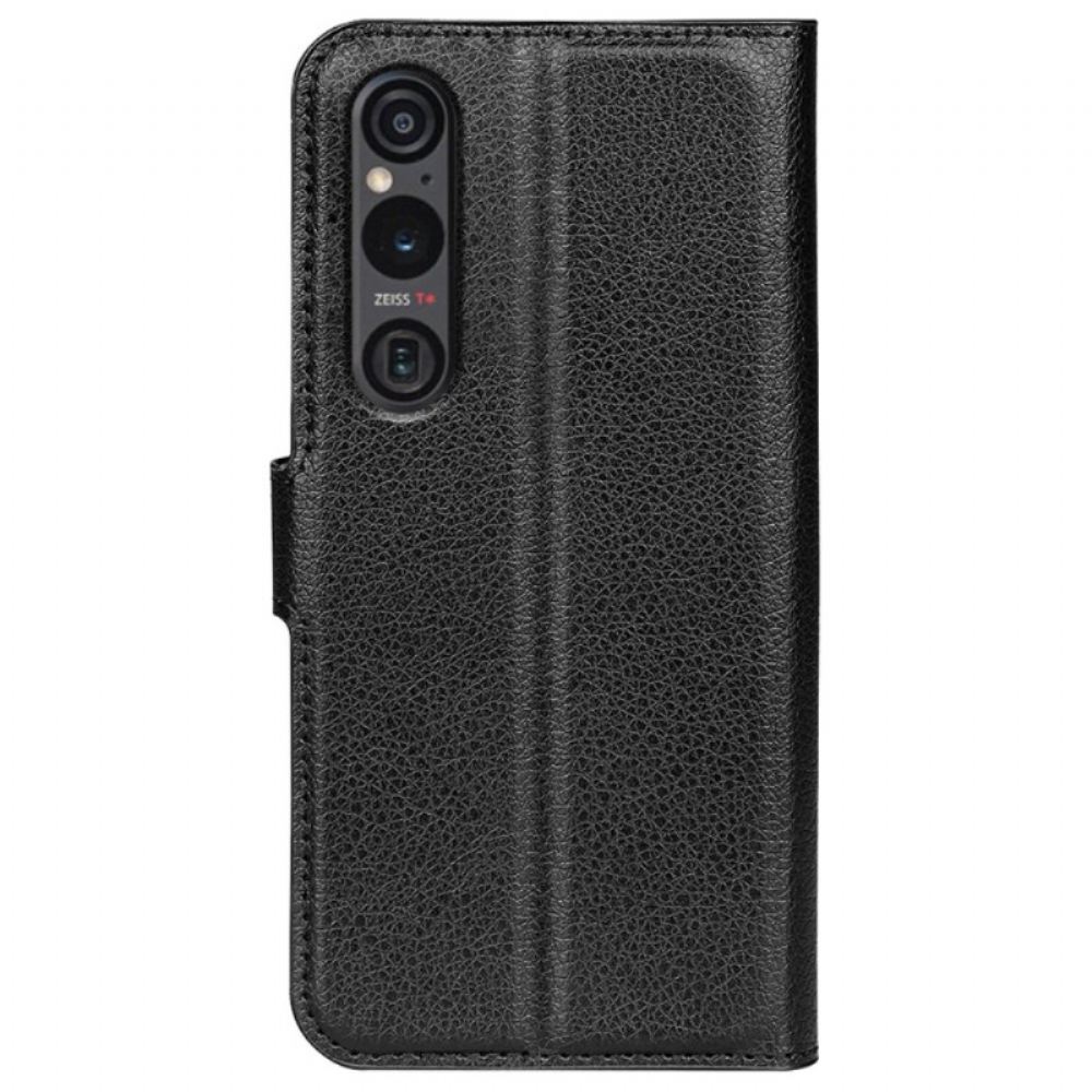 Kožený Kryt Na Sony Xperia 1 Vi Klasická Umělá Kůže Litchi