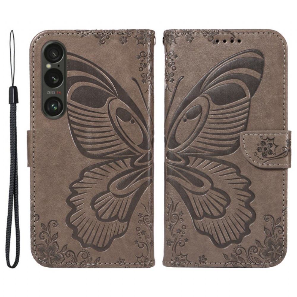 Kožený Kryt Sony Xperia 1 Vi Butterfly Graphic Lanyard