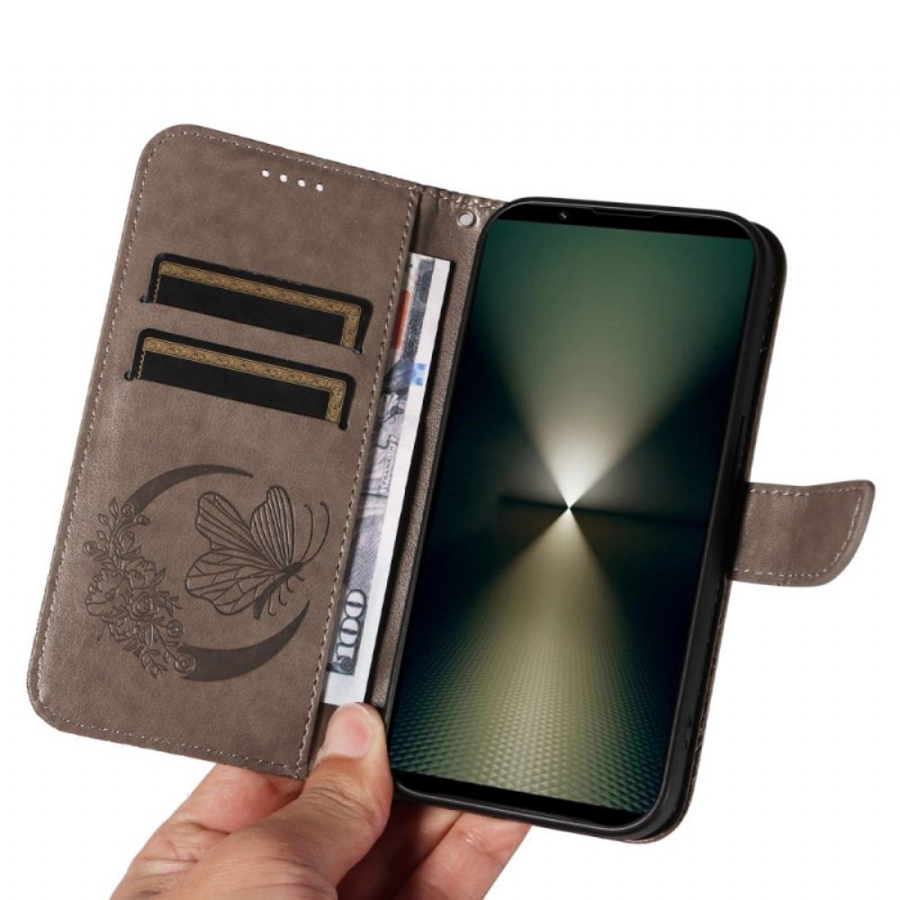 Kožený Kryt Sony Xperia 1 Vi Butterfly Graphic Lanyard