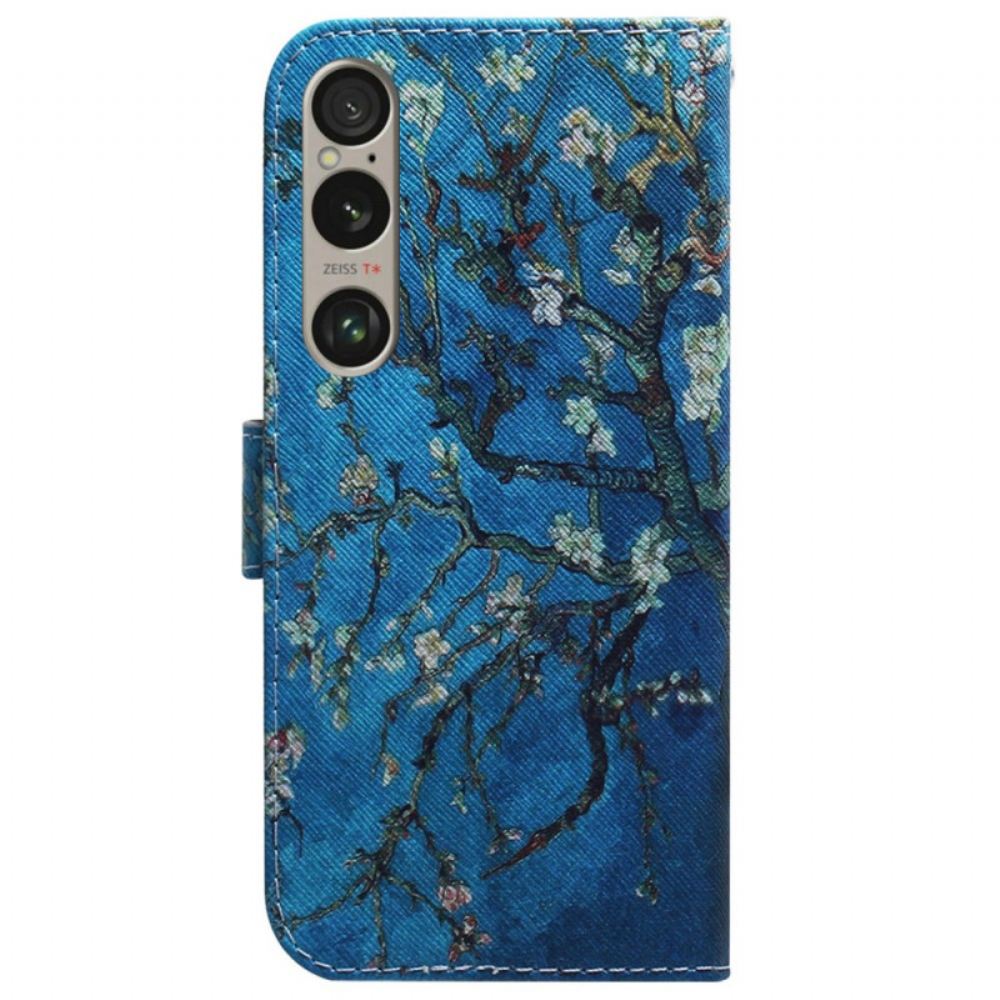 Kožený Kryt Sony Xperia 1 Vi Květy Meruněk