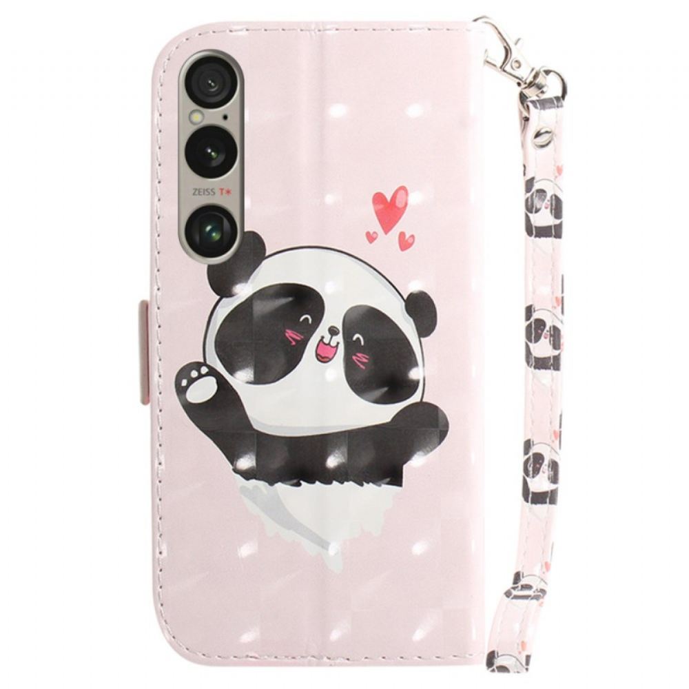 Kožený Kryt Sony Xperia 1 Vi Panda Love S Popruhem