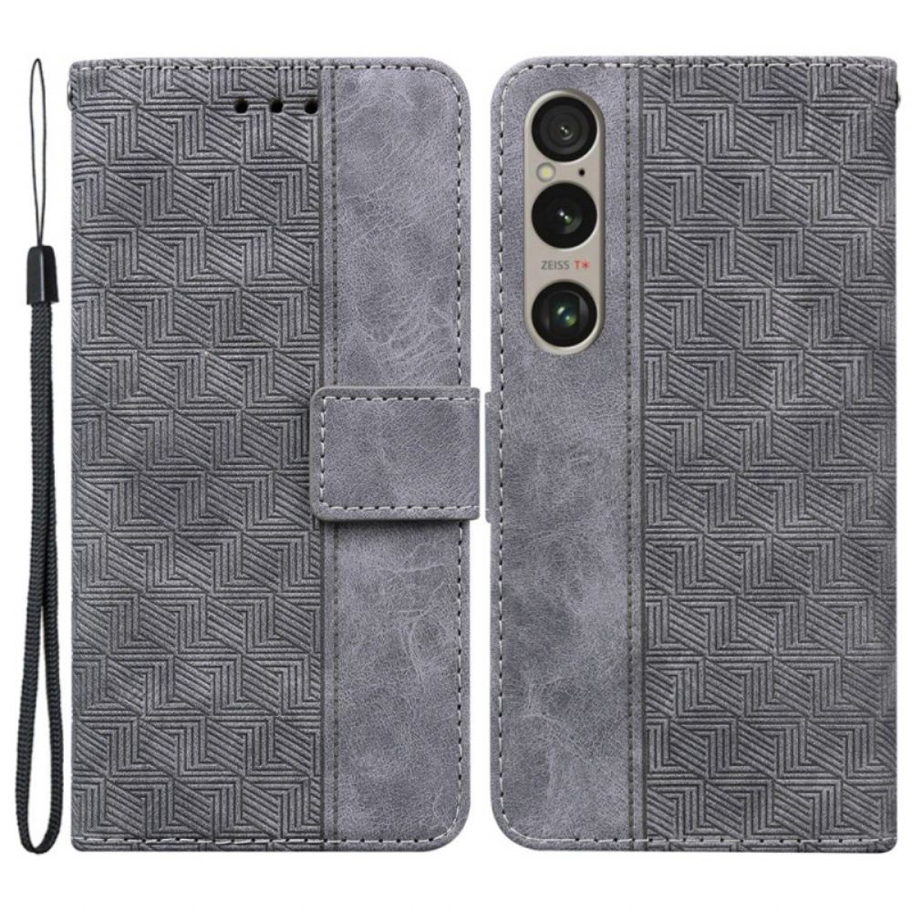 Kožený Kryt Sony Xperia 1 Vi Páskový Tkaný Vzor