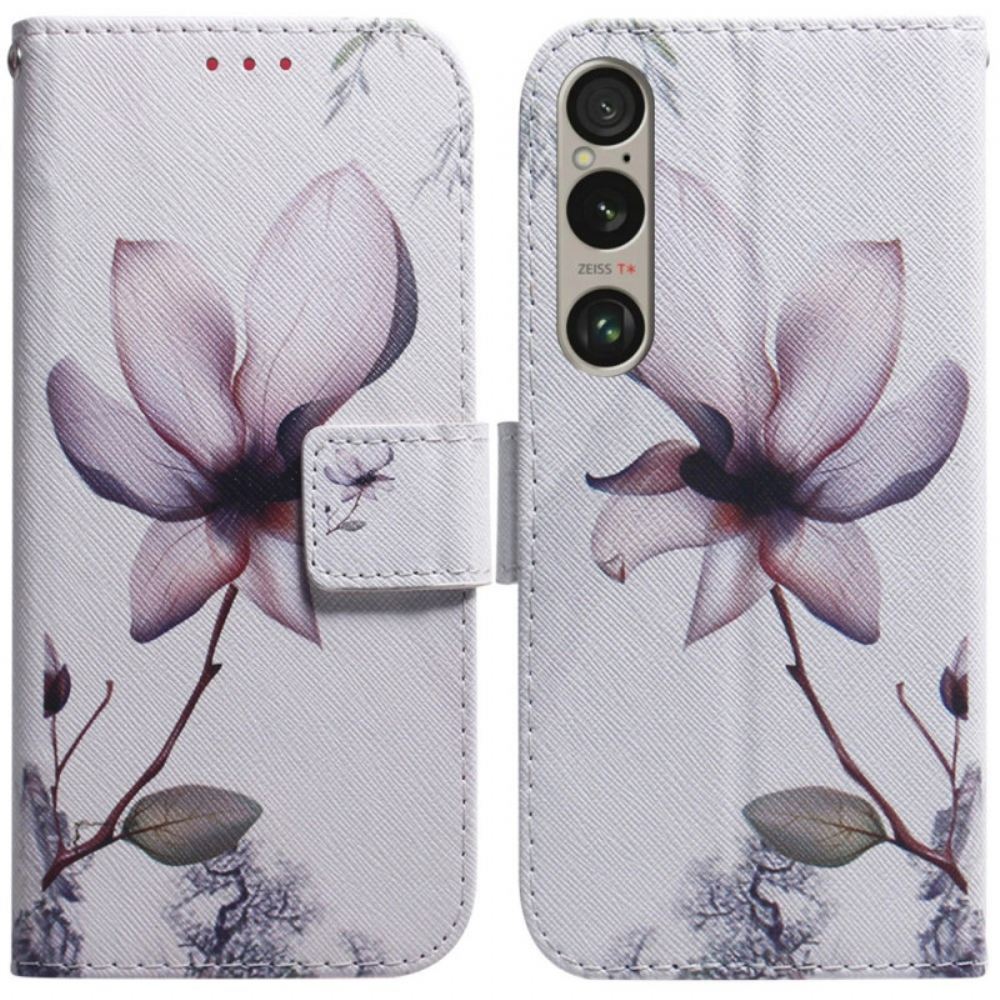 Kožený Kryt Sony Xperia 1 Vi Růžový Květ