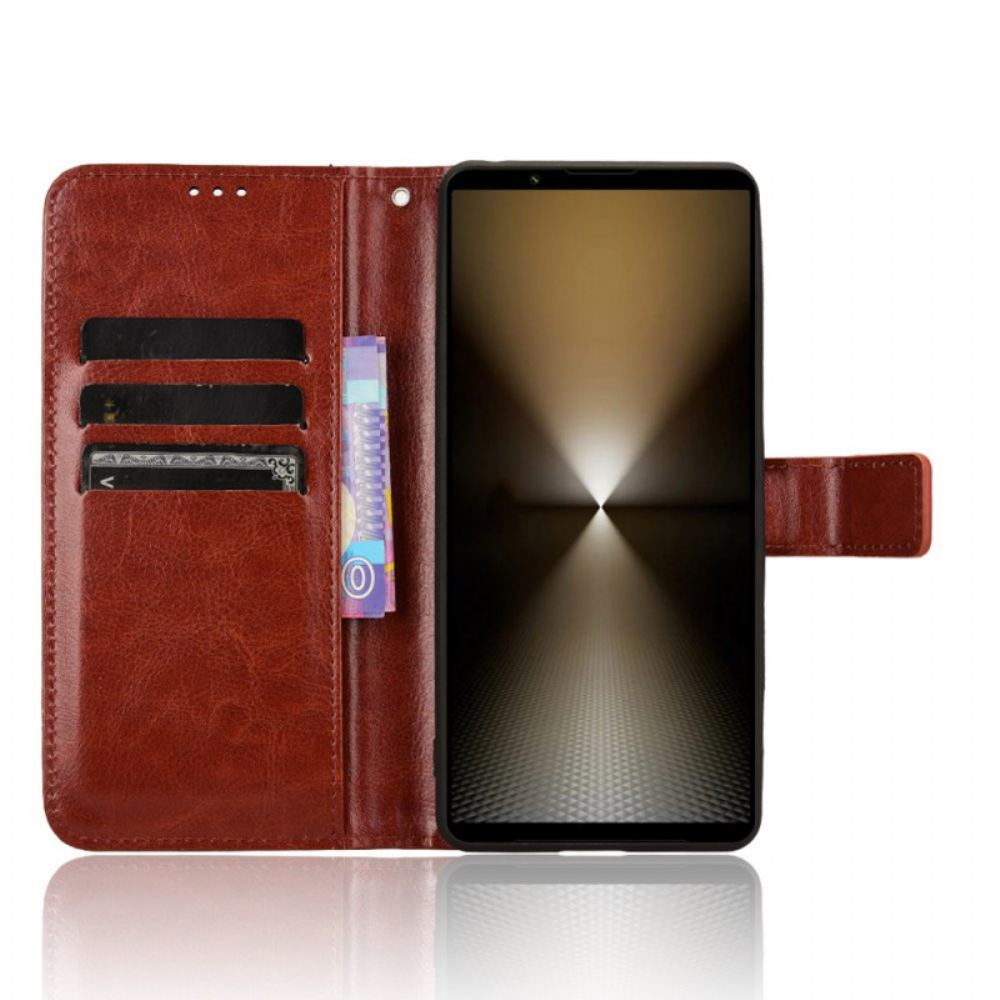 Kožený Kryt Sony Xperia 1 Vi Třpytivá Imitace Kůže S Páskem