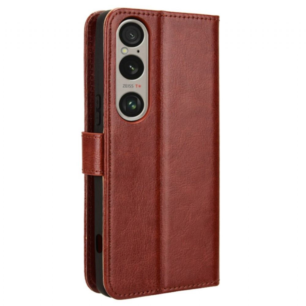 Kožený Kryt Sony Xperia 1 Vi Třpytivá Imitace Kůže S Páskem