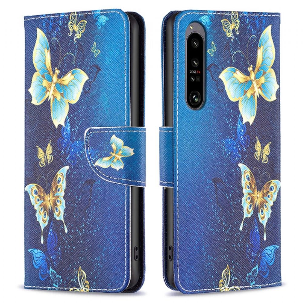 Kožený Kryt Sony Xperia 1 Vi Zlatí Motýli