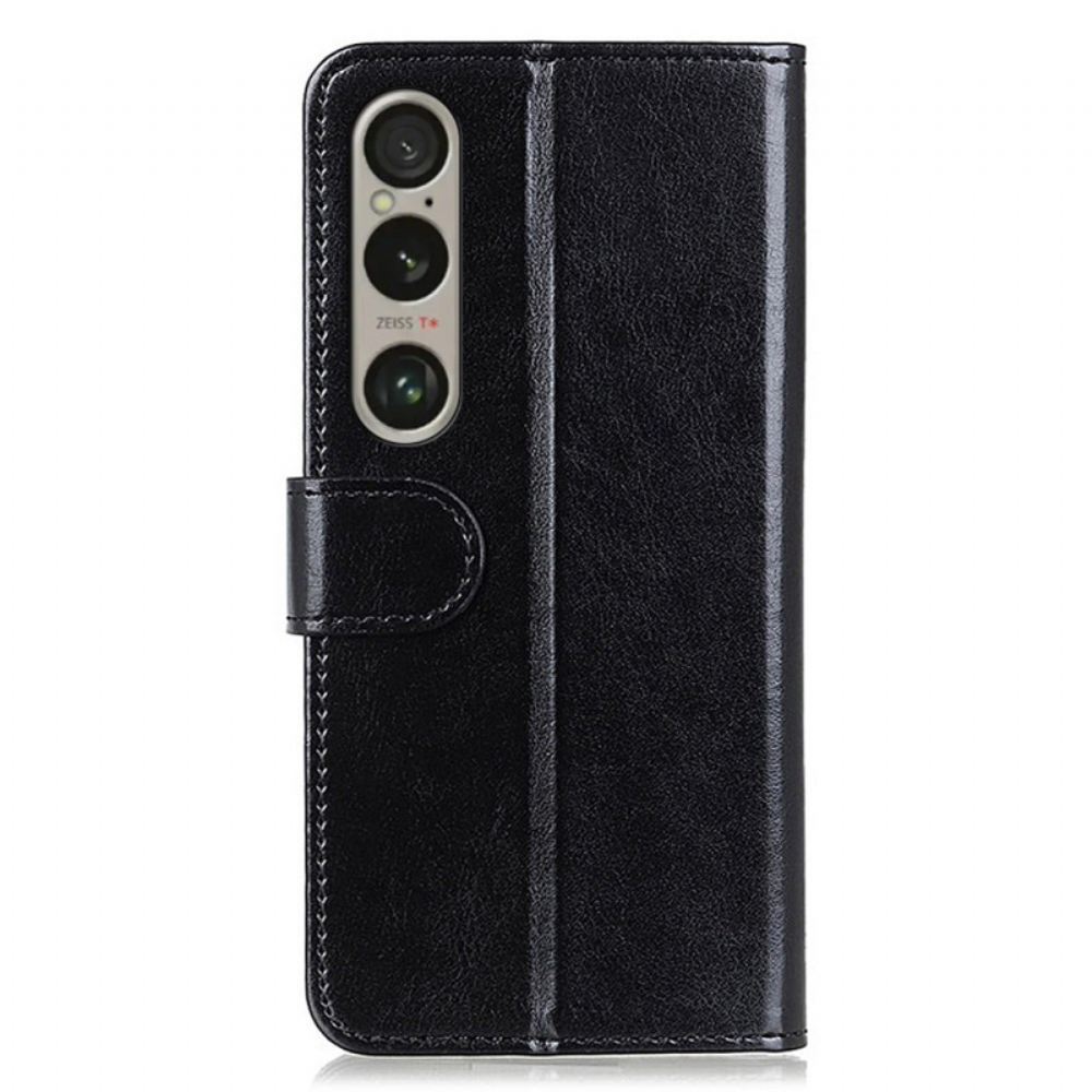Peněženková Pouzdra Sony Xperia 1 Vi Kryty Na Mobil Imitace Lakované Kůže