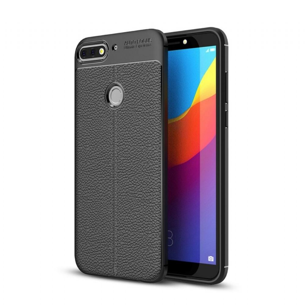 Kryt Na Huawei Y7 2018 / Honor 7C Efekt Kůže Litchi S Dvojitou Linií