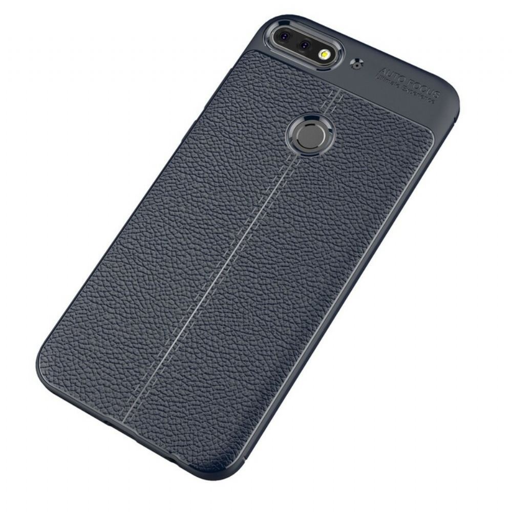 Kryt Na Huawei Y7 2018 / Honor 7C Efekt Kůže Litchi S Dvojitou Linií