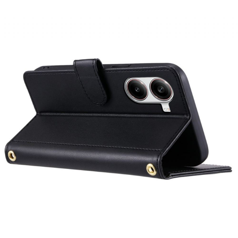 Kožený Kryt Na Poco X7 Pro 5g Prošívaná S Páskem