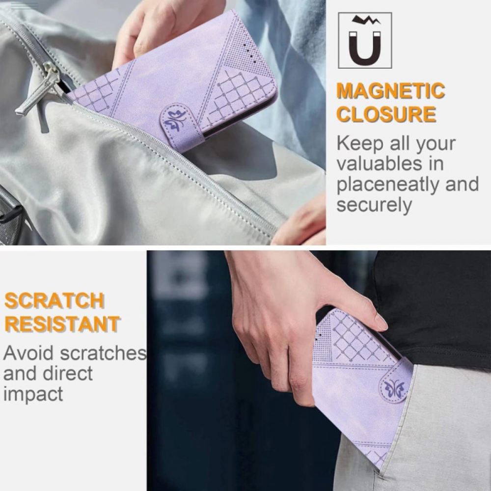 Kožený Kryt Poco X7 Pro 5g Geometrický Vzor A Motýli