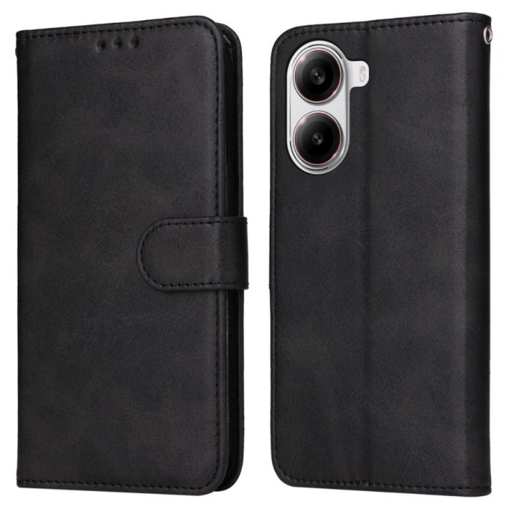 Kožený Kryt Poco X7 Pro 5g Jednobarevná Umělá Kůže S Páskem