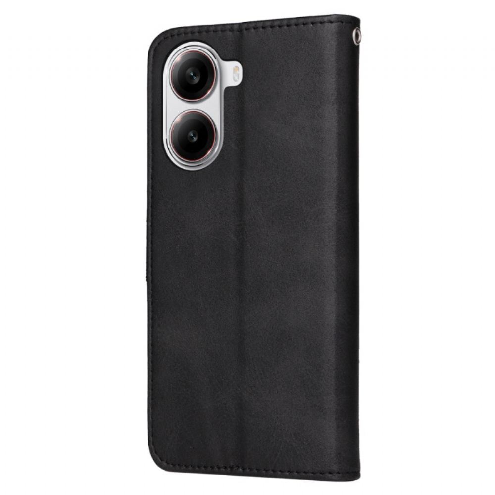 Kožený Kryt Poco X7 Pro 5g Jednobarevná Umělá Kůže S Páskem