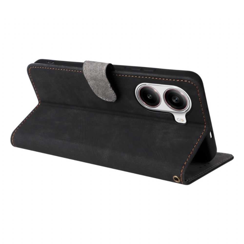 Kožený Kryt Poco X7 Pro 5g Semišový Efekt Rfid Ochrana A Pásek