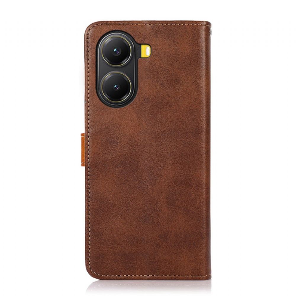 Kožený Kryt Poco X7 Pro 5g Zlatá Spona Khazneh