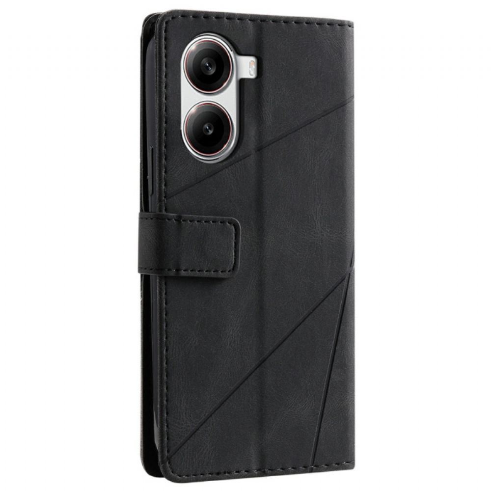 Peněženková Pouzdra Poco X7 Pro 5g Kryty Na Mobil Dvoubarevné Geometrické Linie