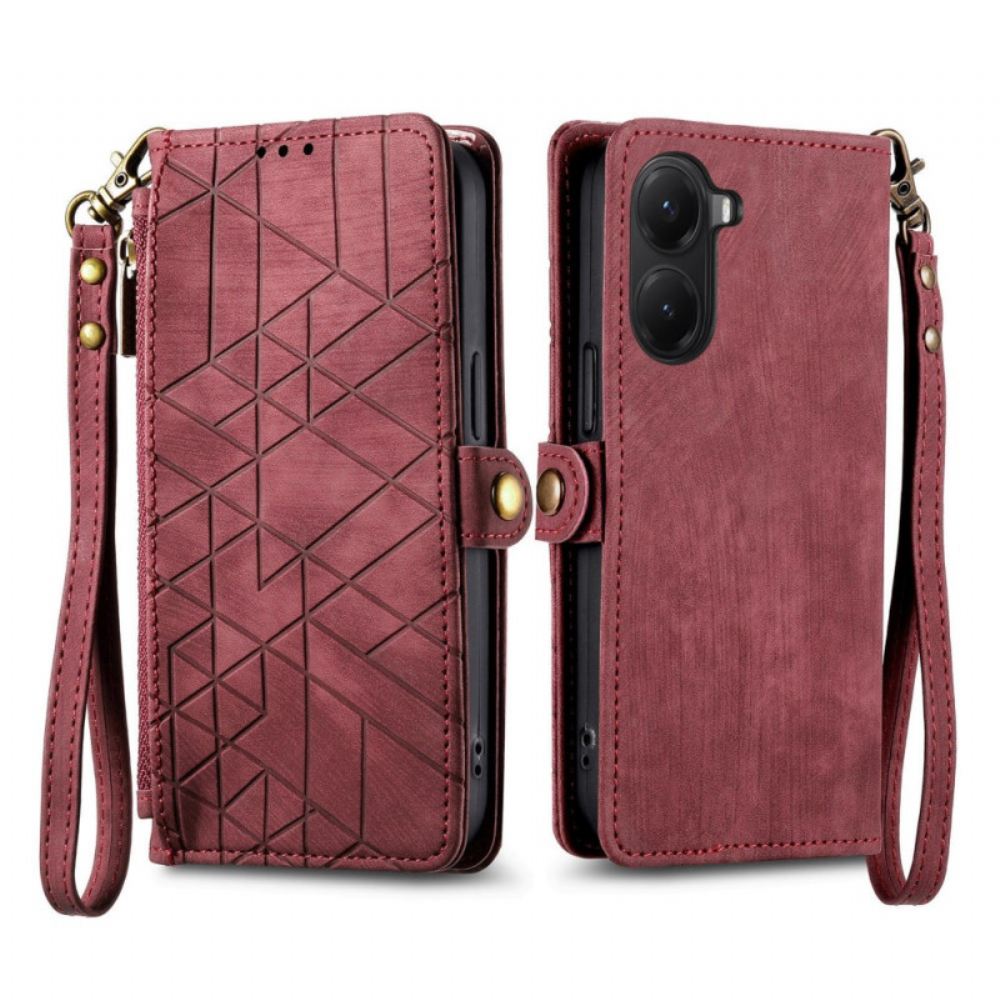 Peněženková Pouzdra Poco X7 Pro 5g Kryty Na Mobil Peněženka S Geometrickými Liniemi