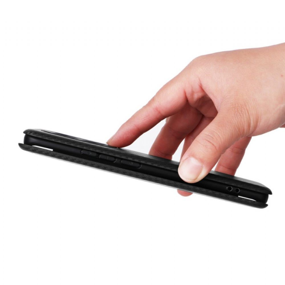 Kožené Pouzdro Folio Xiaomi Redmi Note 15 5g Nárazuvzdorná Textura Z Uhlíkových Vláken
