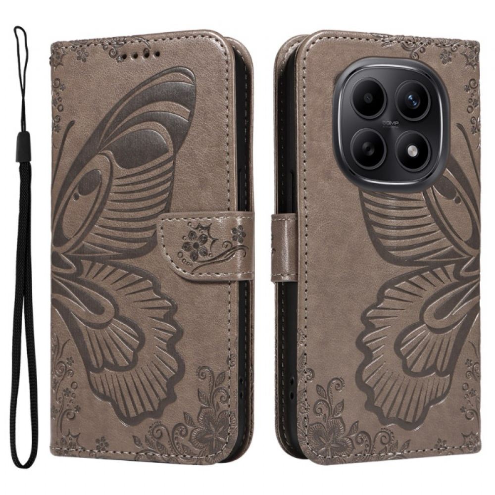 Kožený Kryt Na Xiaomi Redmi Note 15 5g Grafický Motýl