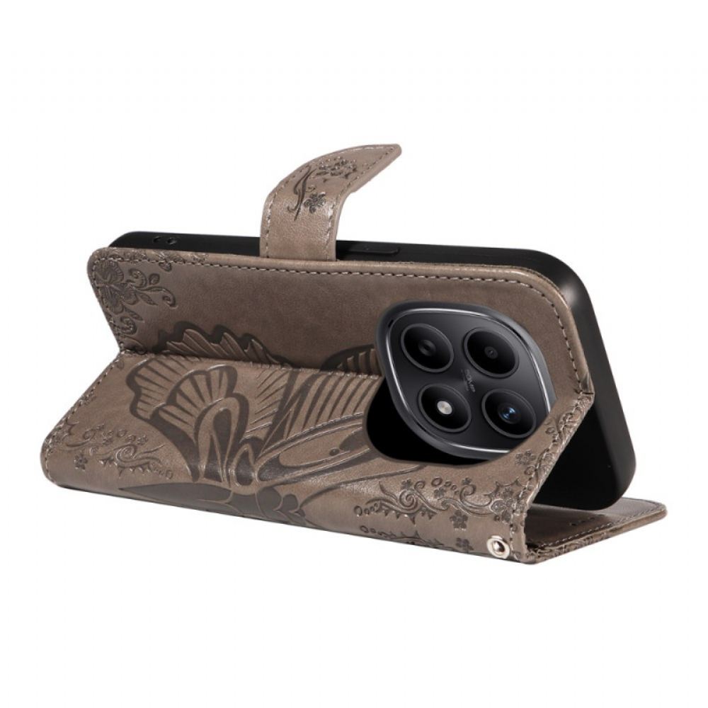 Kožený Kryt Na Xiaomi Redmi Note 15 5g Grafický Motýl