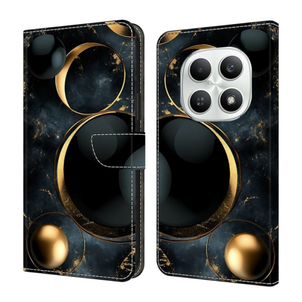 Kožený Kryt Na Xiaomi Redmi Note 15 5g Zlaté Prsteny