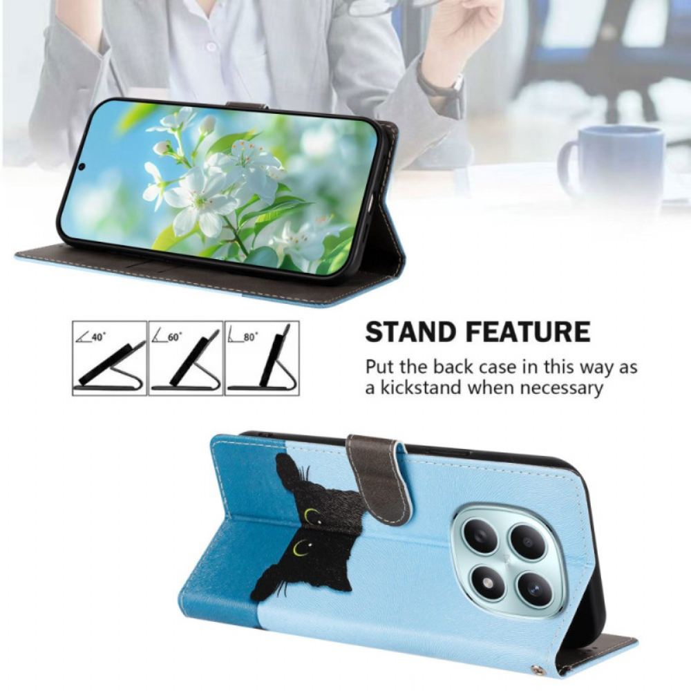 Kožený Kryt Na Xiaomi Redmi Note 15 5g Černá Kočka