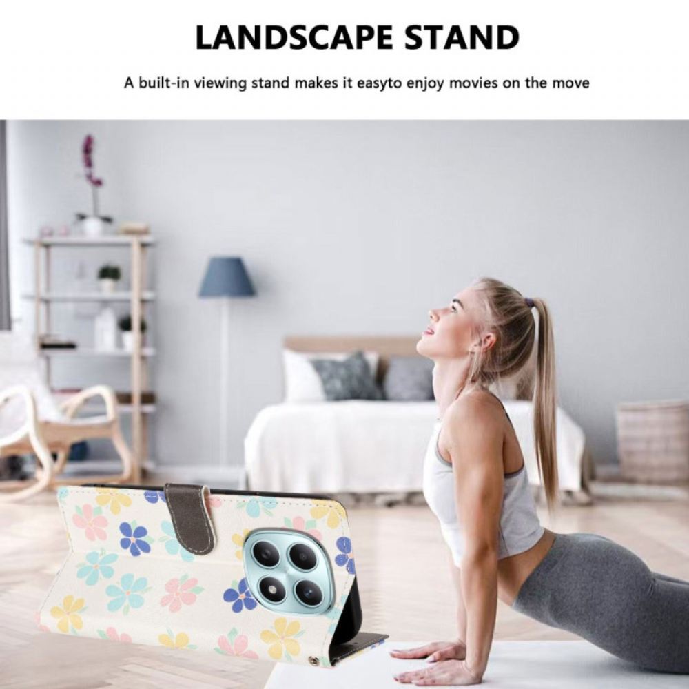 Kožený Kryt Xiaomi Redmi Note 15 5g Barevné Květiny