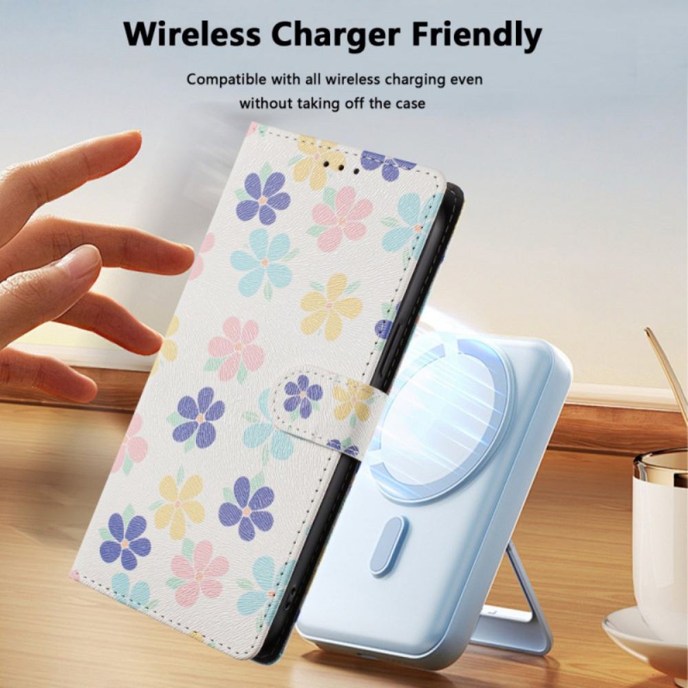 Kožený Kryt Xiaomi Redmi Note 15 5g Barevné Květiny